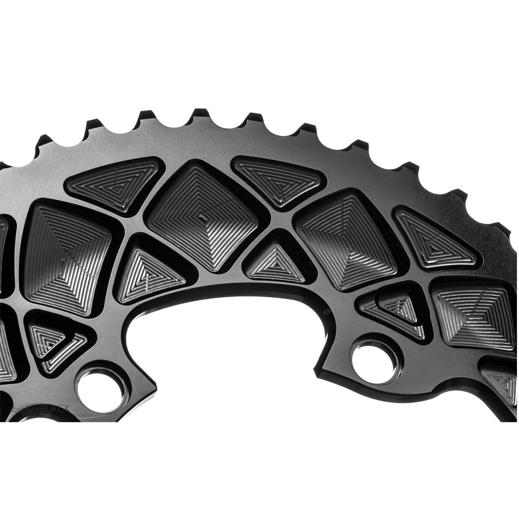 Absolute Black Oval Road Chainring - 2X 110/4 Shimano 9100/8000 (50T/52T/53T)-Black