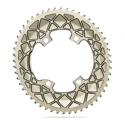 Absolute Black Oval Road Chainring - 2X 110/4 Shimano 9100/8000 (50T/52T/53T)-Champagne