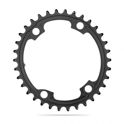 Absolute Black Oval Road Chainring - 2X 110/4 - Shimano 9100/8000 (34T/36T/38T/39T)-Black