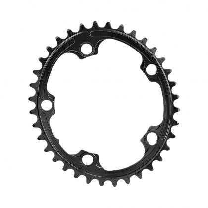 Absolute Black Oval Road Chainring - 2X 110/5 (34T/36T) (Not For SRAM)-Black