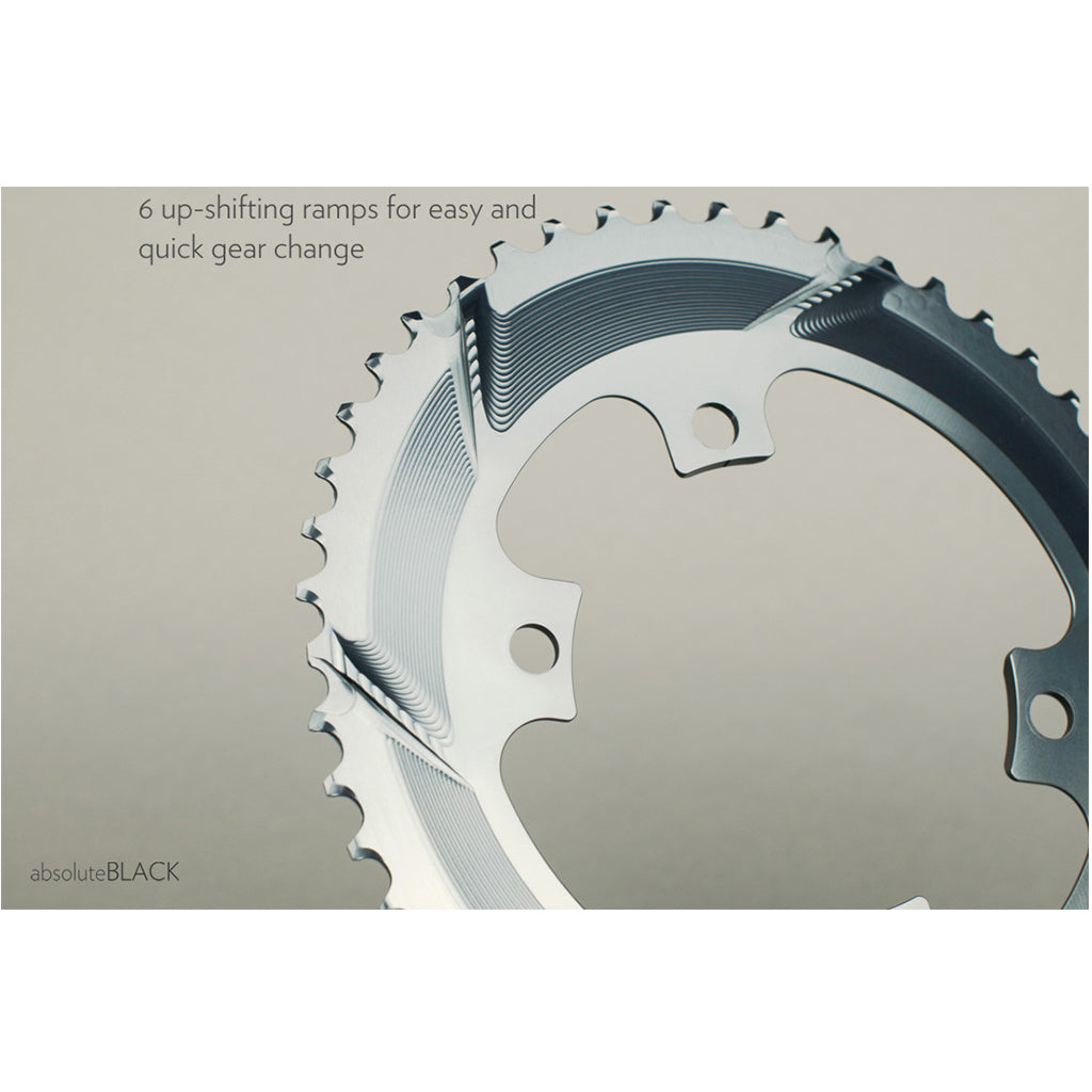 Absolute Black Oval Road Chainring - 2X 110/5 (34T/36T) (Not For SRAM)-Black