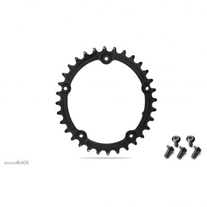 Absolute Black Oval Road/Gravel Chainring - 2X 110/5 BCD-Black