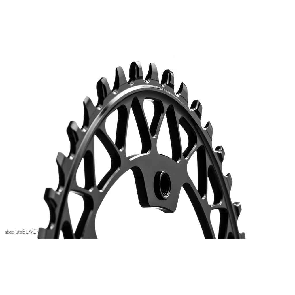 Absolute Black Oval Gravel Chainring - 1X 110/4 Shimano 9100/8000 (46T)-Black