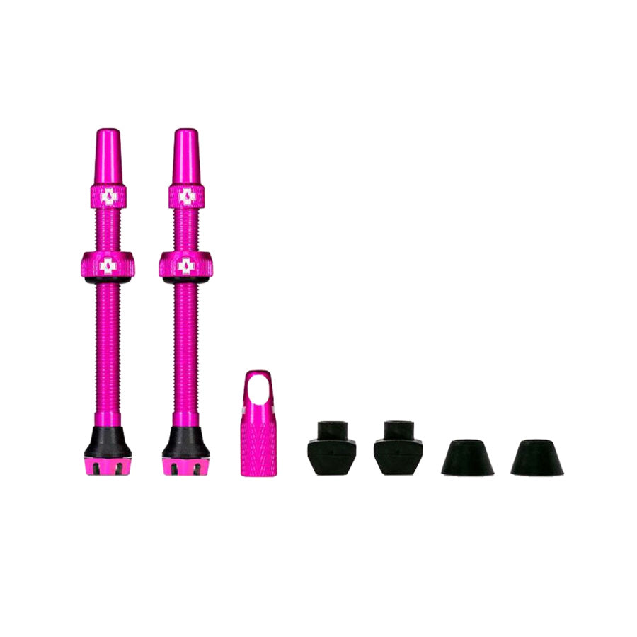 mucoff kit tubeless valves / 80mm / PINK V2 pack of 2 with extra cover