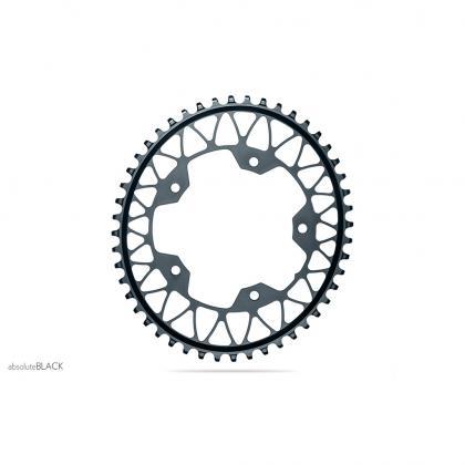 Absolute Black Oval Gravel Chainring - 1X Shimano 110/5 BCD (44T)-Black