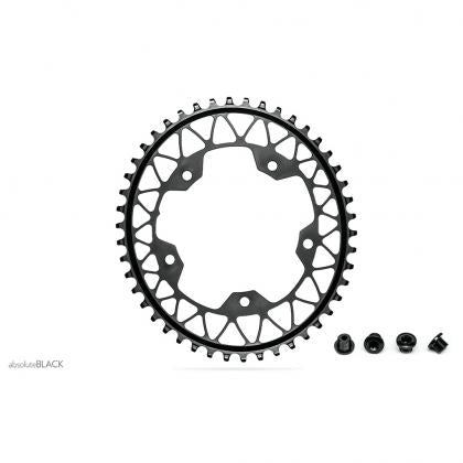 Absolute Black Oval Gravel Chainring - 1X Shimano 110/5 BCD (44T)-Black