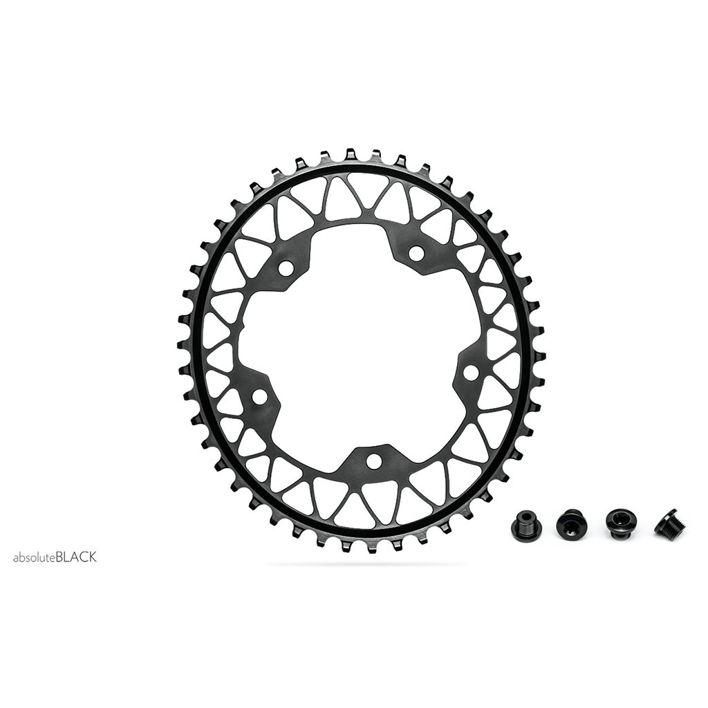 Absolute Black Oval Gravel Chainring - 1X Shimano 110/5 BCD (46T)-Black