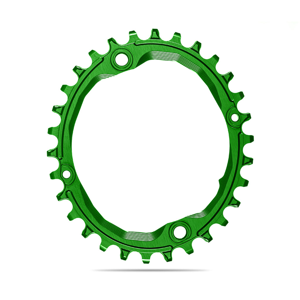 Absolute Black Oval MTB Chainring - 1X Shimano 104 BCD N/W (30T)-Green