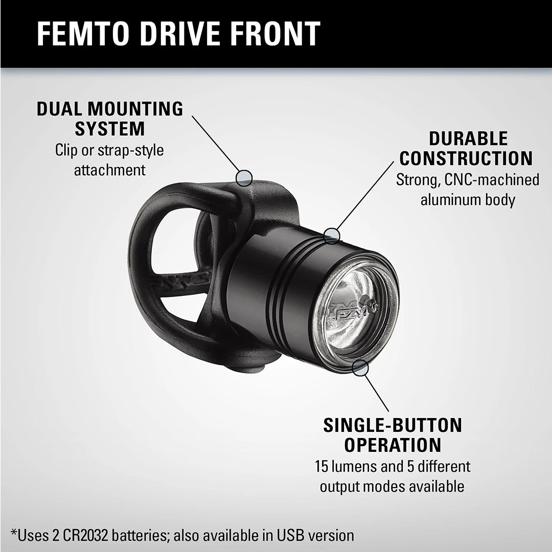 Lezyne Femto Drive Front Light-Silver (15 Lumens)