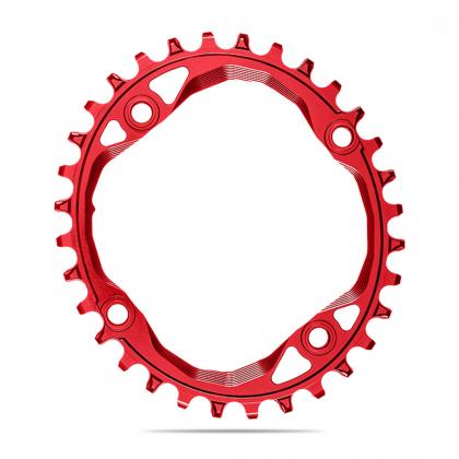 Absolute Black Oval MTB Chainring - 1X Shimano 64 BCD N/W (26T/28T)-Red