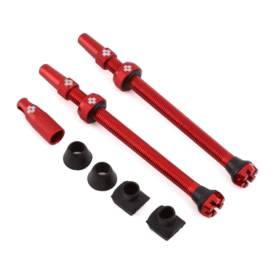 mucoff kit tubeless valves / 80mm / RED V2 pack of 2 with extra cover