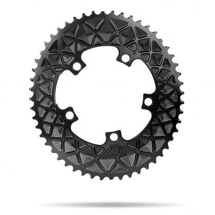 Absolute Black Oval Road Chainring - 2X 110/5 (50T/52T) (Not For SRAM)-Black