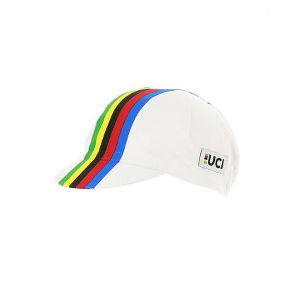 Santini UCI Rainbow Stripes Cycling Cap-White