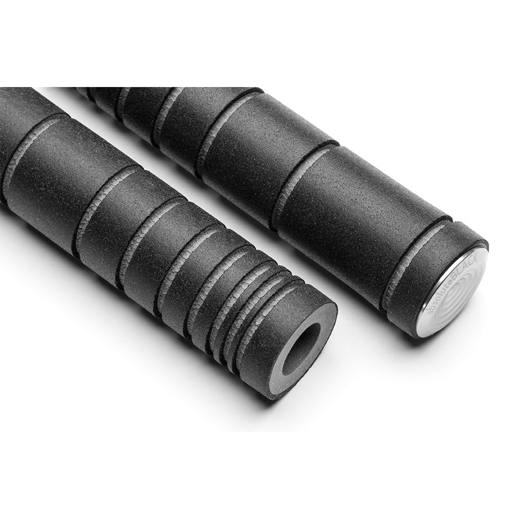 Absolute Black Silicone MTB Grip (With Aluminium Bar Plugs)-Black/Grey