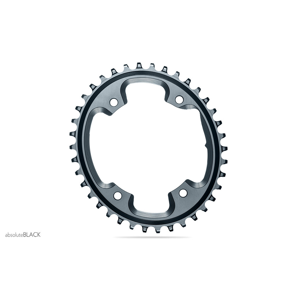 Absolute Black Oval CX/Gravel Chainring - 1X 110/4 Shimano 9100/8000 (38T/40T/42T)-Black