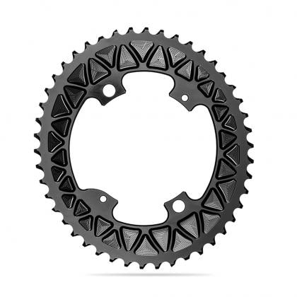 Absolute Black Oval Road/Gravel Chainring - 2X 110/4 BCD (48T/46T)-Black