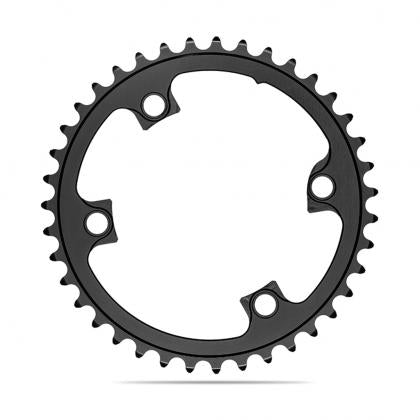Absolute Black Round Road Chainring - 2X 110/4 Shimano 9100/8000 (34T/36T/38T/39T)-Black