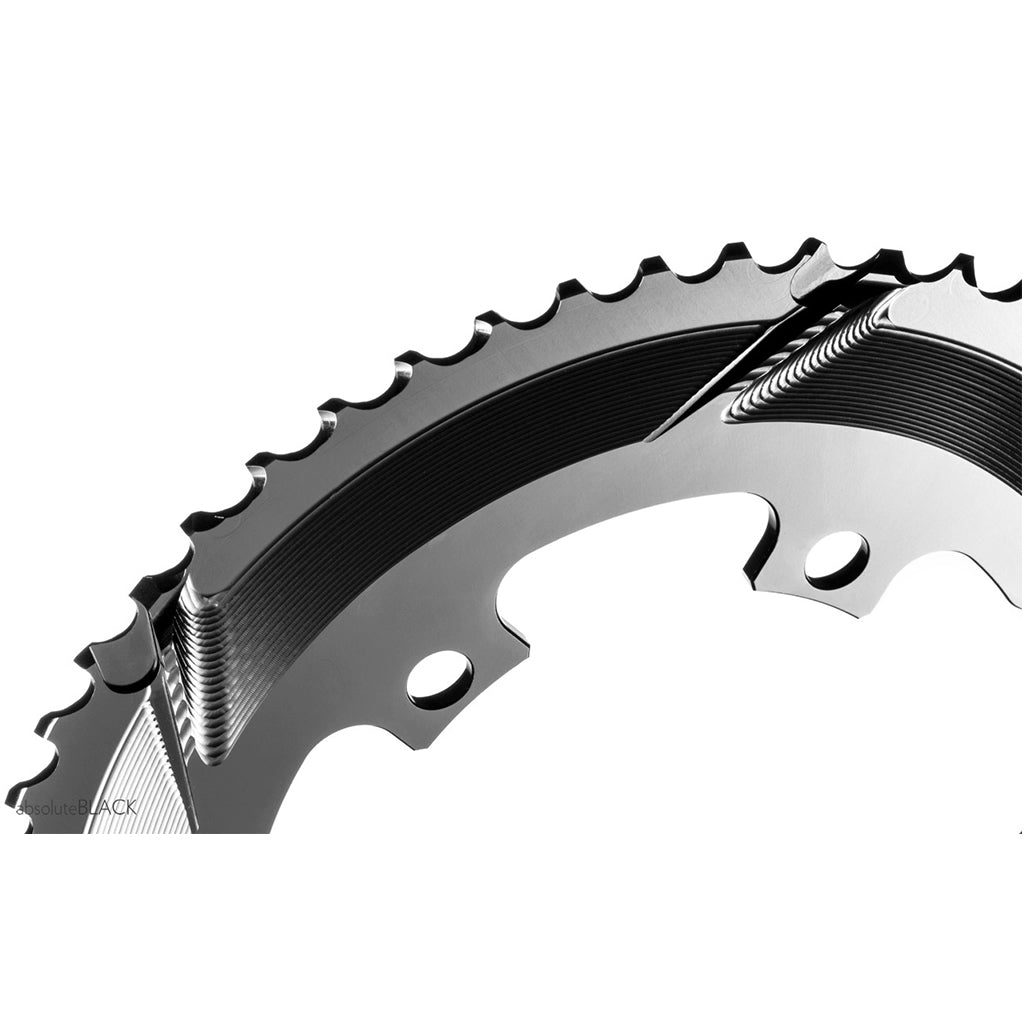 Absolute Black Round Road Chainring - 2X 110/4 - Shimano 9100/8000 (50T/52T/53T)-Black