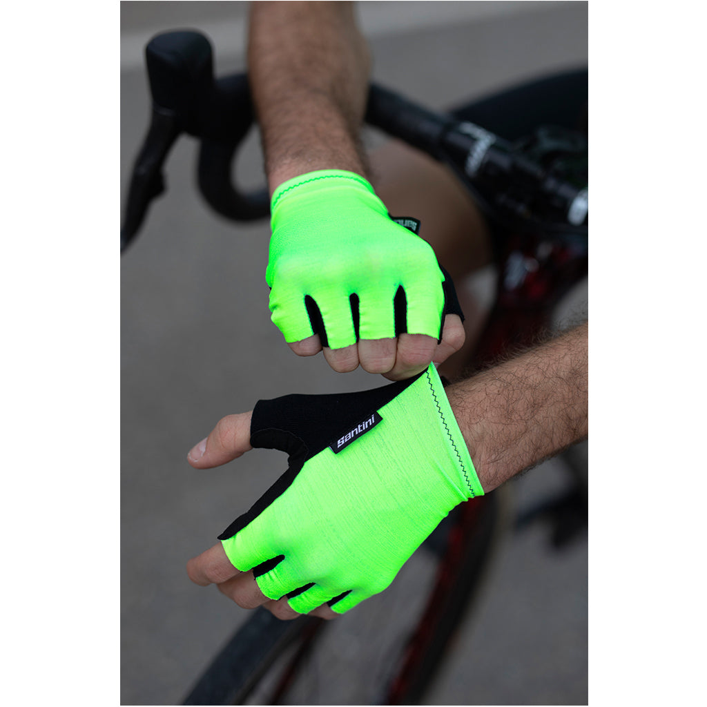 Santini Cubo Gloves-Fluo Green