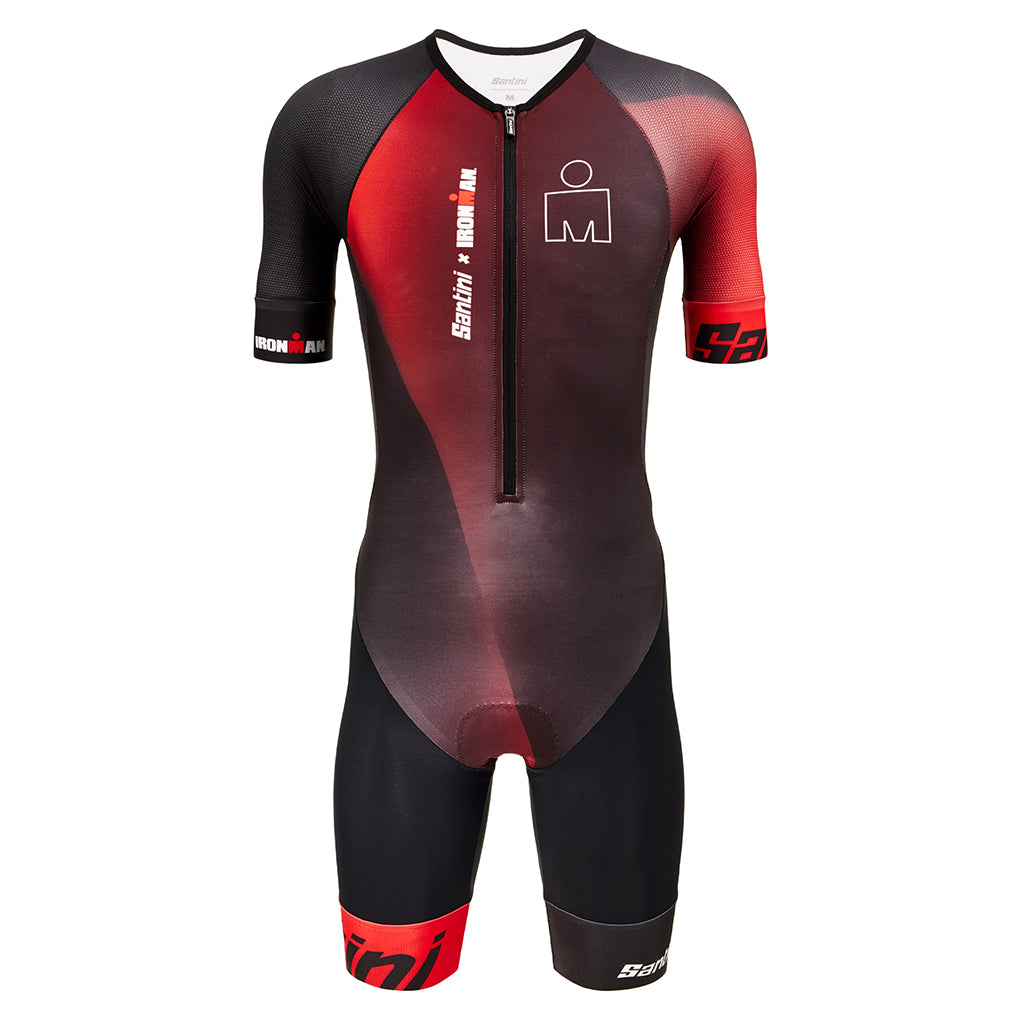 Santini Ironman Ikaika Trisuit (Short Sleeve)-Black/Red