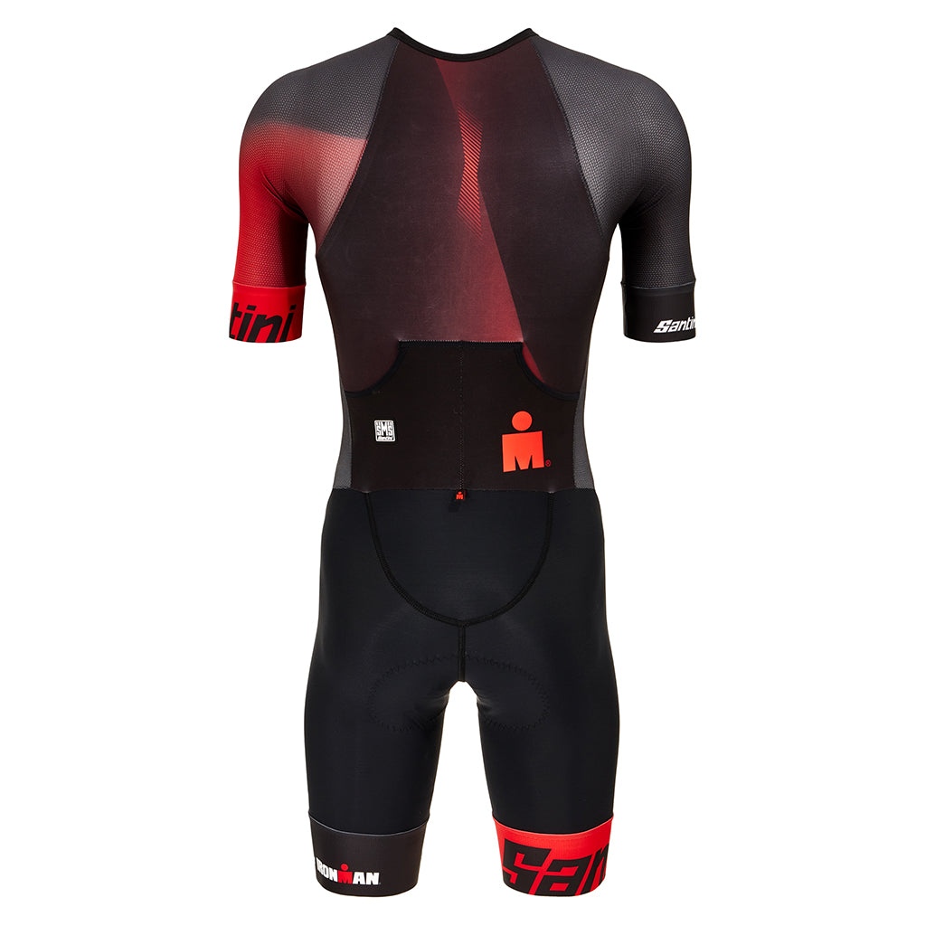 Santini Ironman Ikaika Trisuit (Short Sleeve)-Black/Red