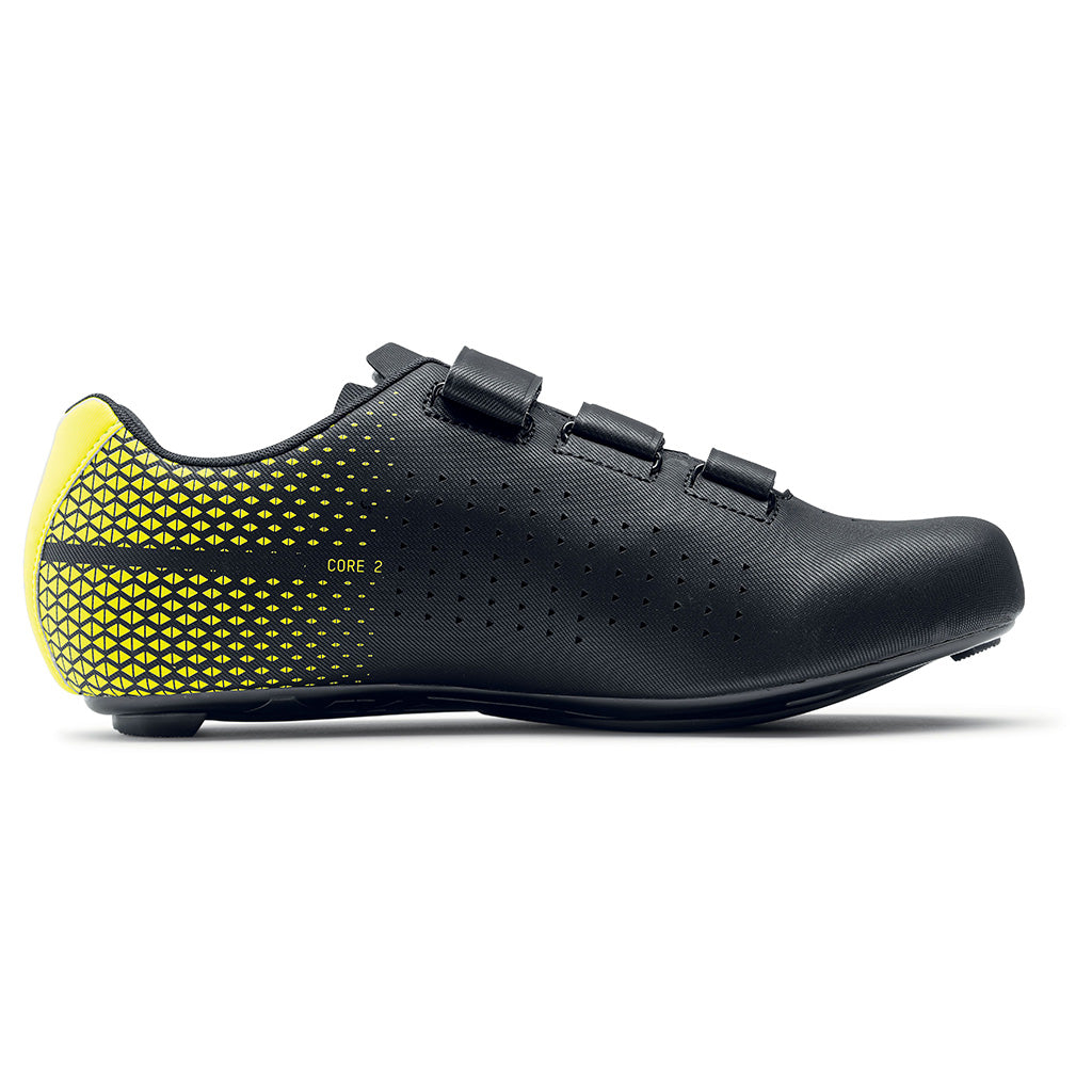 Northwave Core 2 Road Shoes-Black/Yellow Fluo