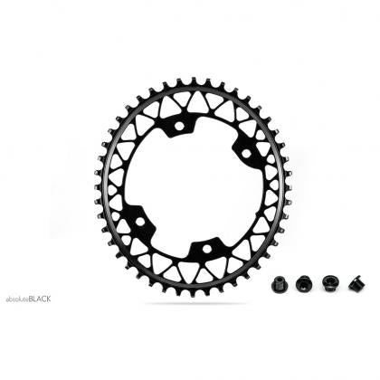 Absolute Black Oval Gravel Chainring - 1X 110/4 Shimano 9100/8000 (46T)-Black