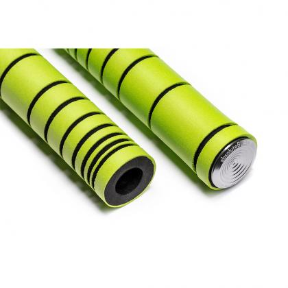 Absolute Black Silicone MTB Grip (With Aluminium Bar Plugs)-Lime Green