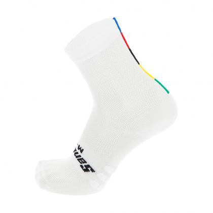Santini UCI Official Rainbow Socks-White