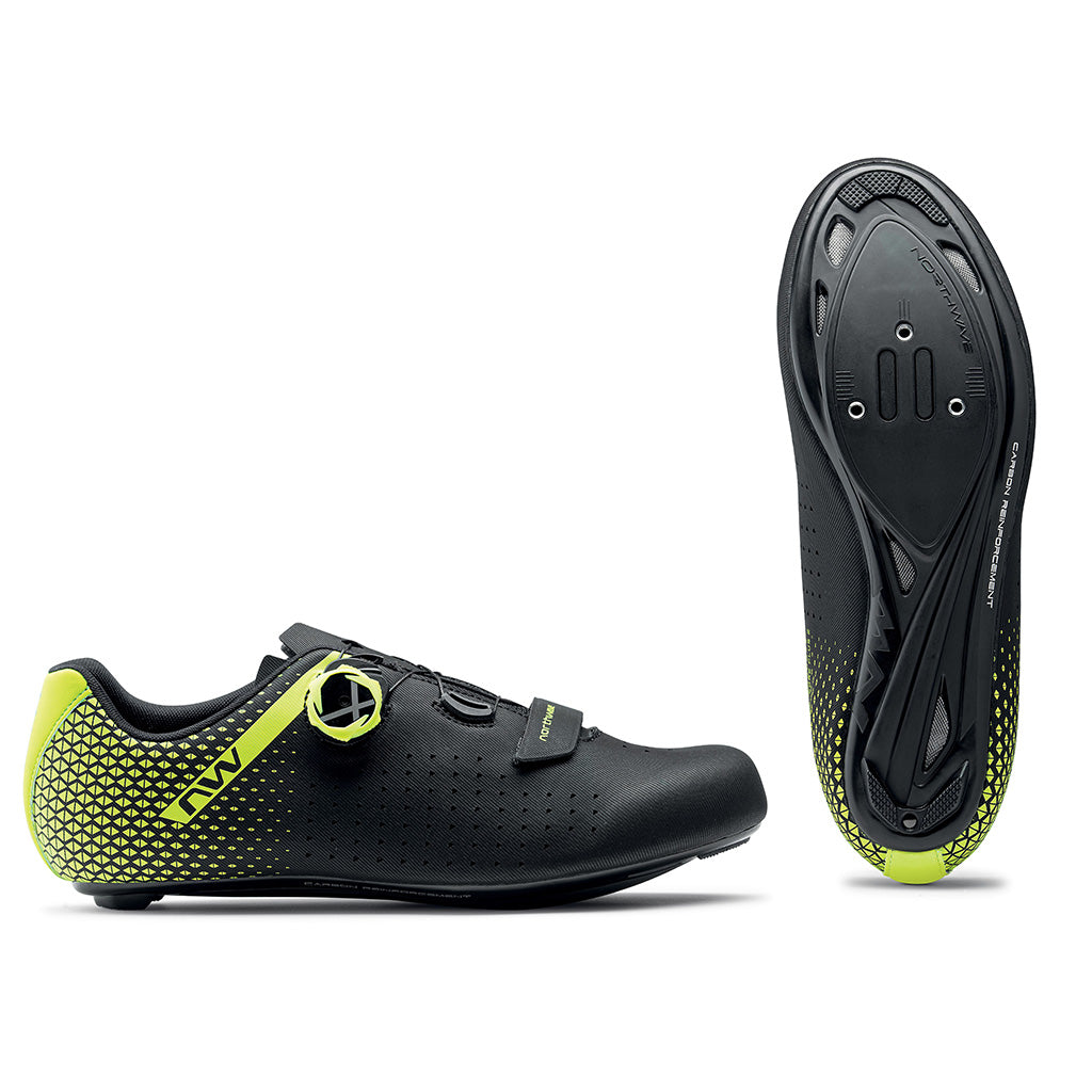 Northwave Core Plus 2 Road Shoes-Black/Yellow Fluo