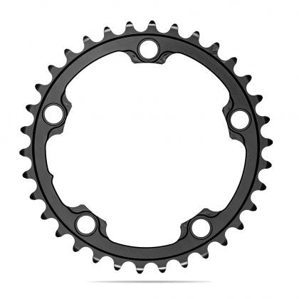 Absolute Black Round Road Chainring - 2X 110/5 BCD Shimano (34T/36T/38T)-Black