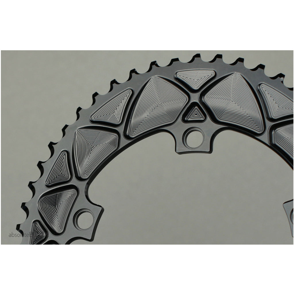 Absolute Black Oval Road Chainring - 2X 130/5 BCD Shimano (53T)-Black