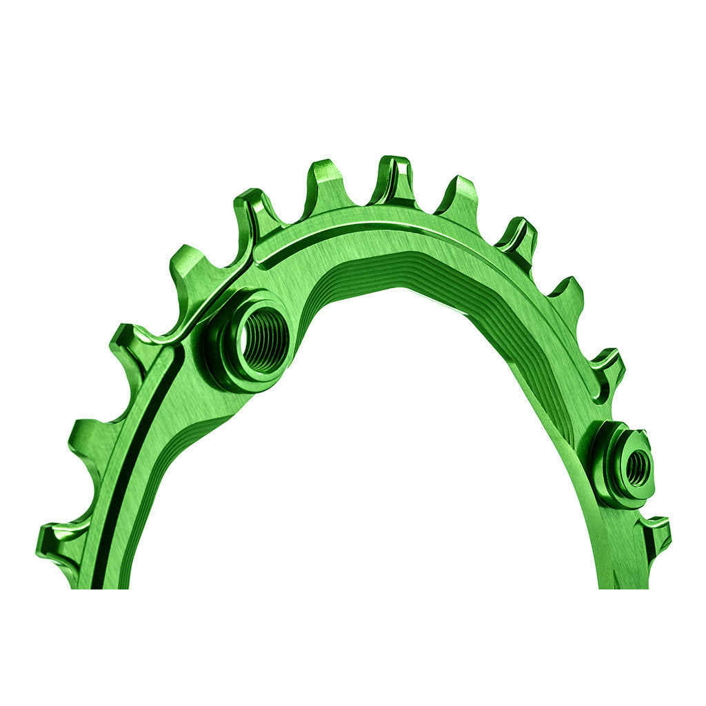 Absolute Black Oval MTB Chainring - 1X Shimano 104 BCD N/W (30T)-Green