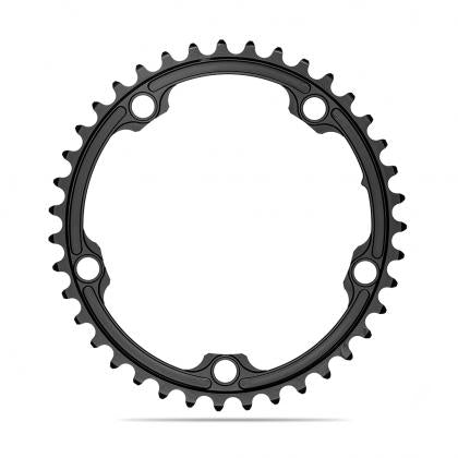 Absolute Black Oval Road Chainring - 2X 130/5 BCD Shimano (39T)-Black