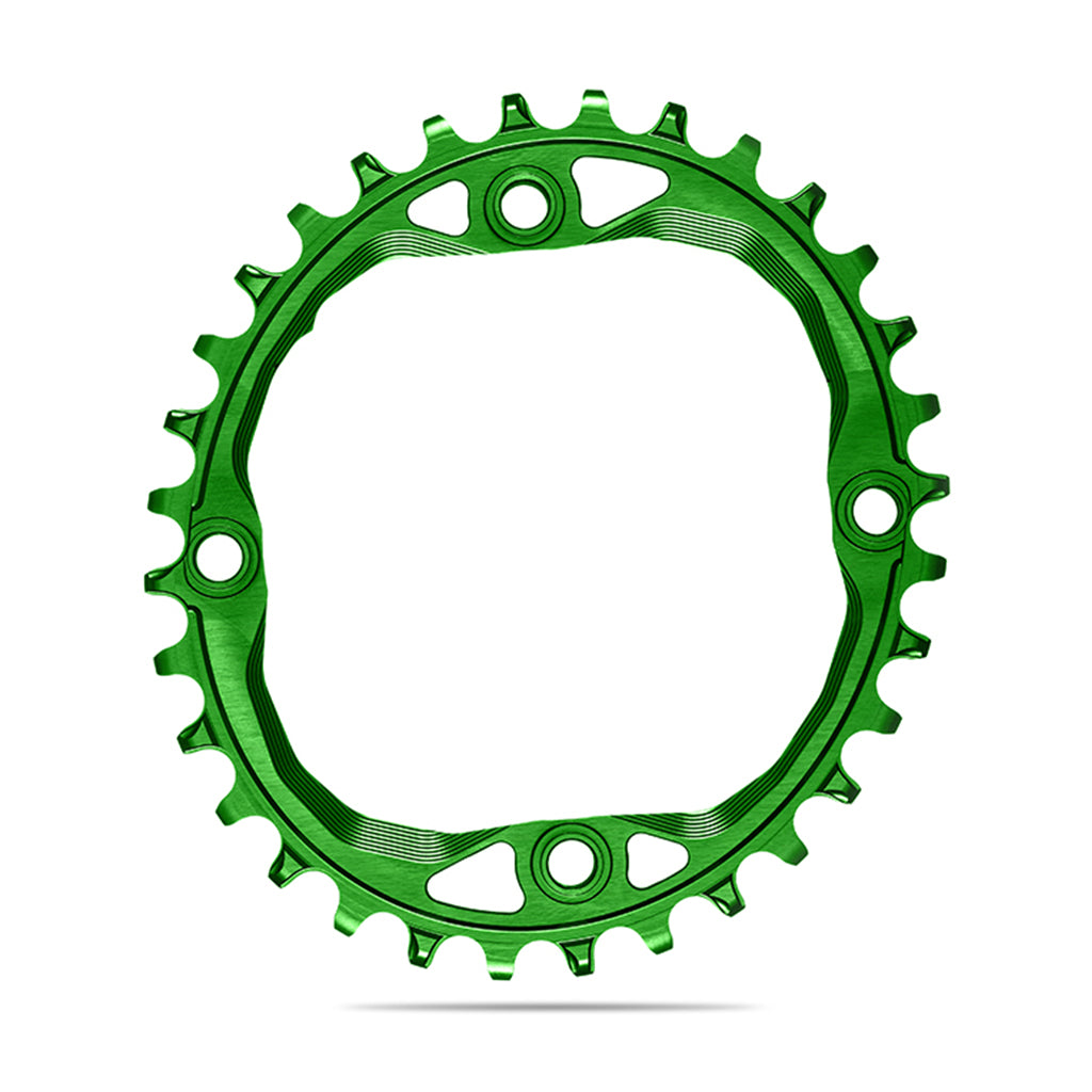 Absolute Black Oval MTB Chainring - 1X Shimano 104 BCD N/W (32T/34T/36T)-Green