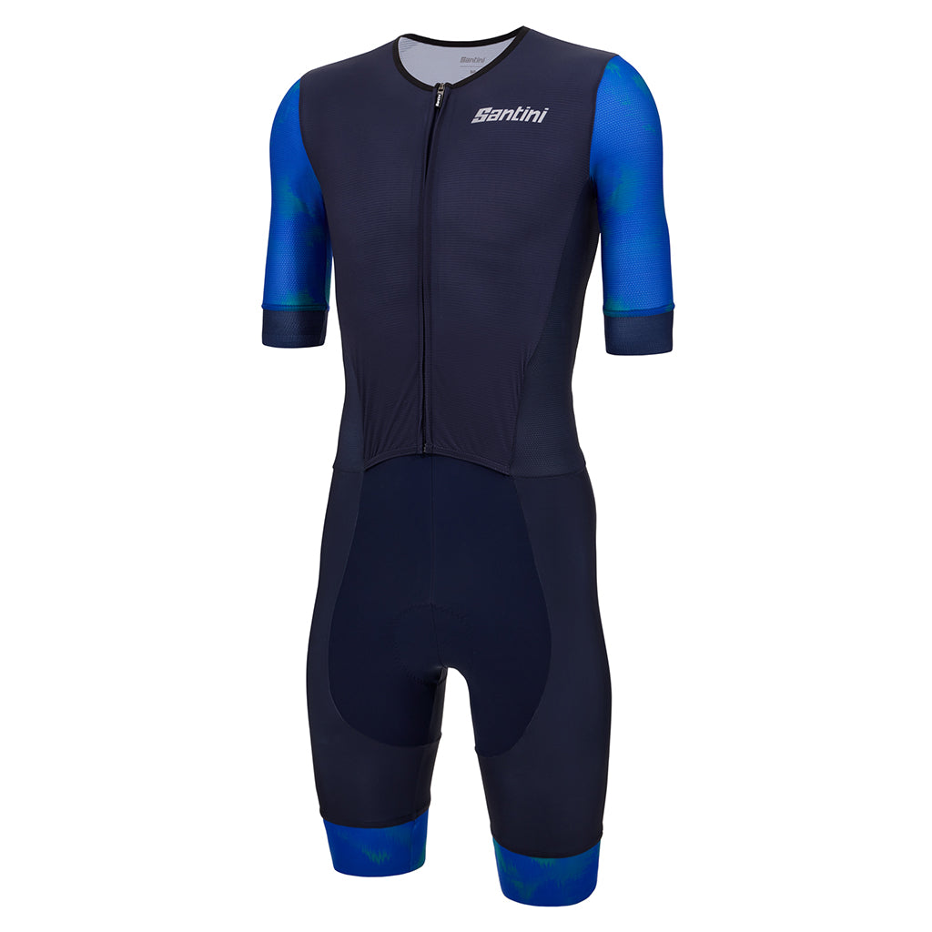 Santini Leaf Aero Trisuit (Short Sleeve)-Blue