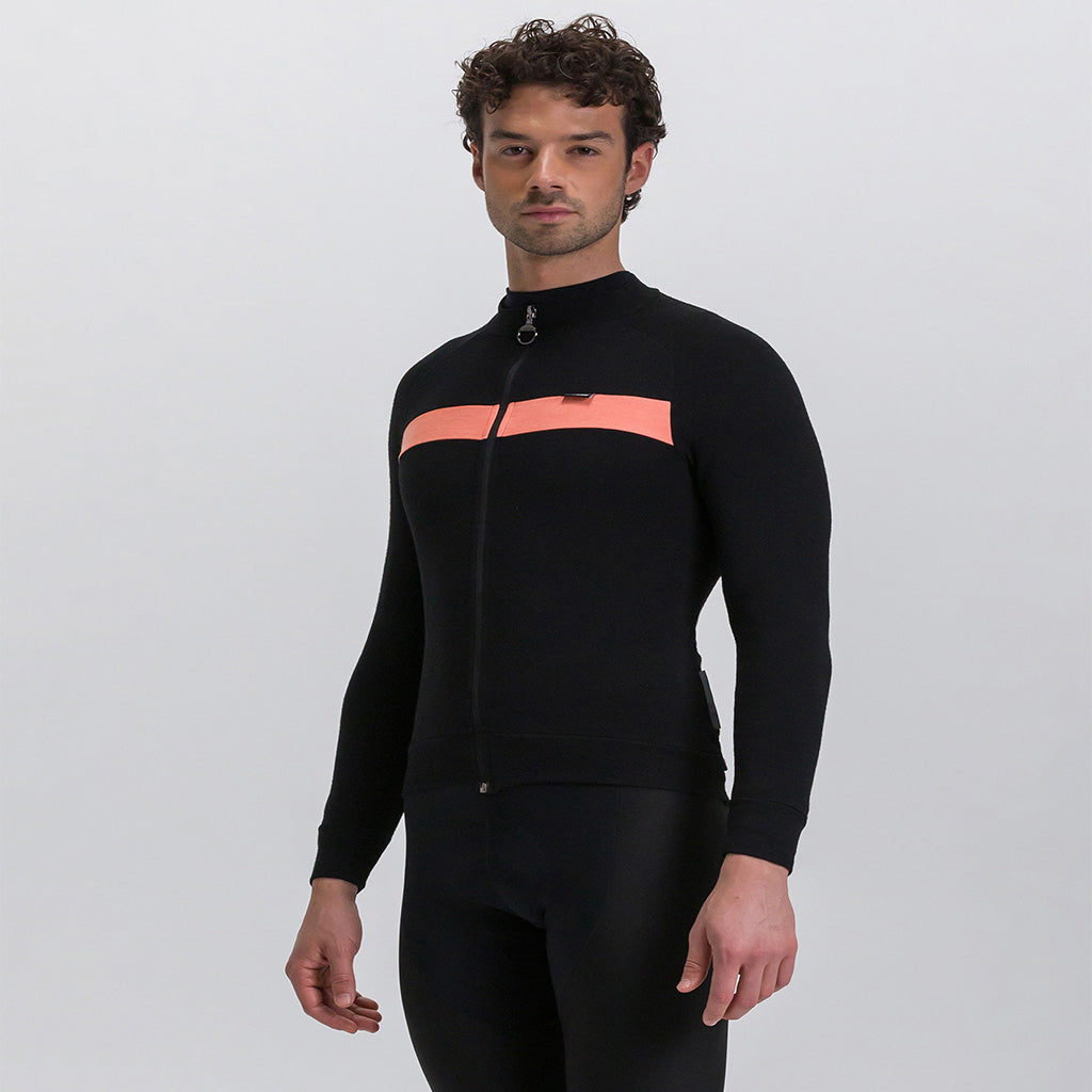 Santini Adapt Wool Long Sleeve Jersey-Black/Orange