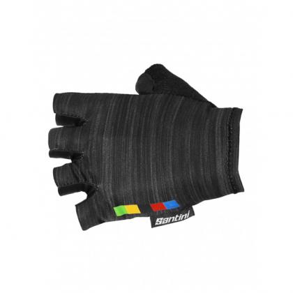 Santini UCI Official Rainbow Stripes Gloves-Black