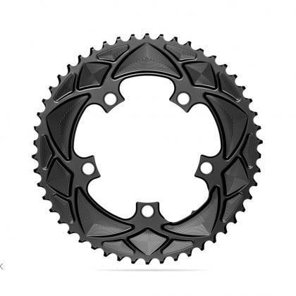 Absolute Black Round Road Chainring - 2X 110/5 BCD Shimano (50T/52T)-Grey