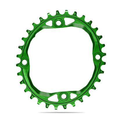 Absolute Black Oval MTB Chainring - 1X Shimano 64 BCD N/W (26T/28T)-Green
