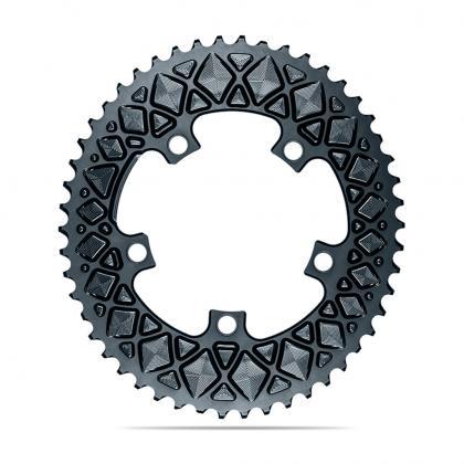 Absolute Black Oval Road Chainring - 2X 110/5 (50T/52T) (Not For SRAM)-Grey